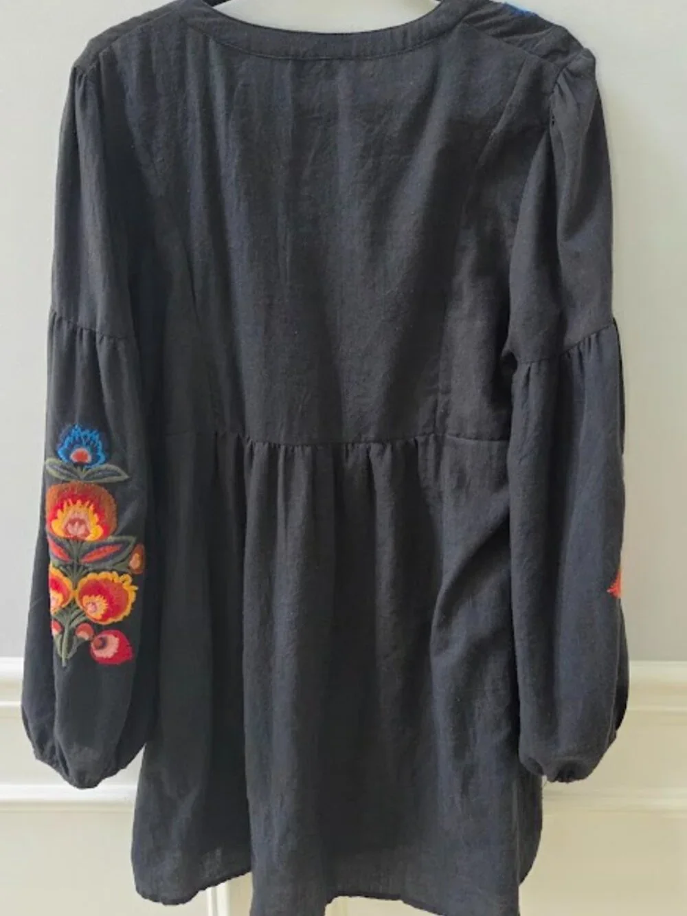 Embroidered Black Mini Dress - Picture 5 of 7